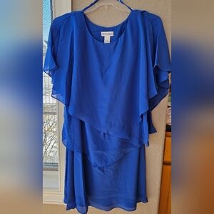 NEW Drapers & Damons Blue Overlay Chiffon Dress Sz 1X